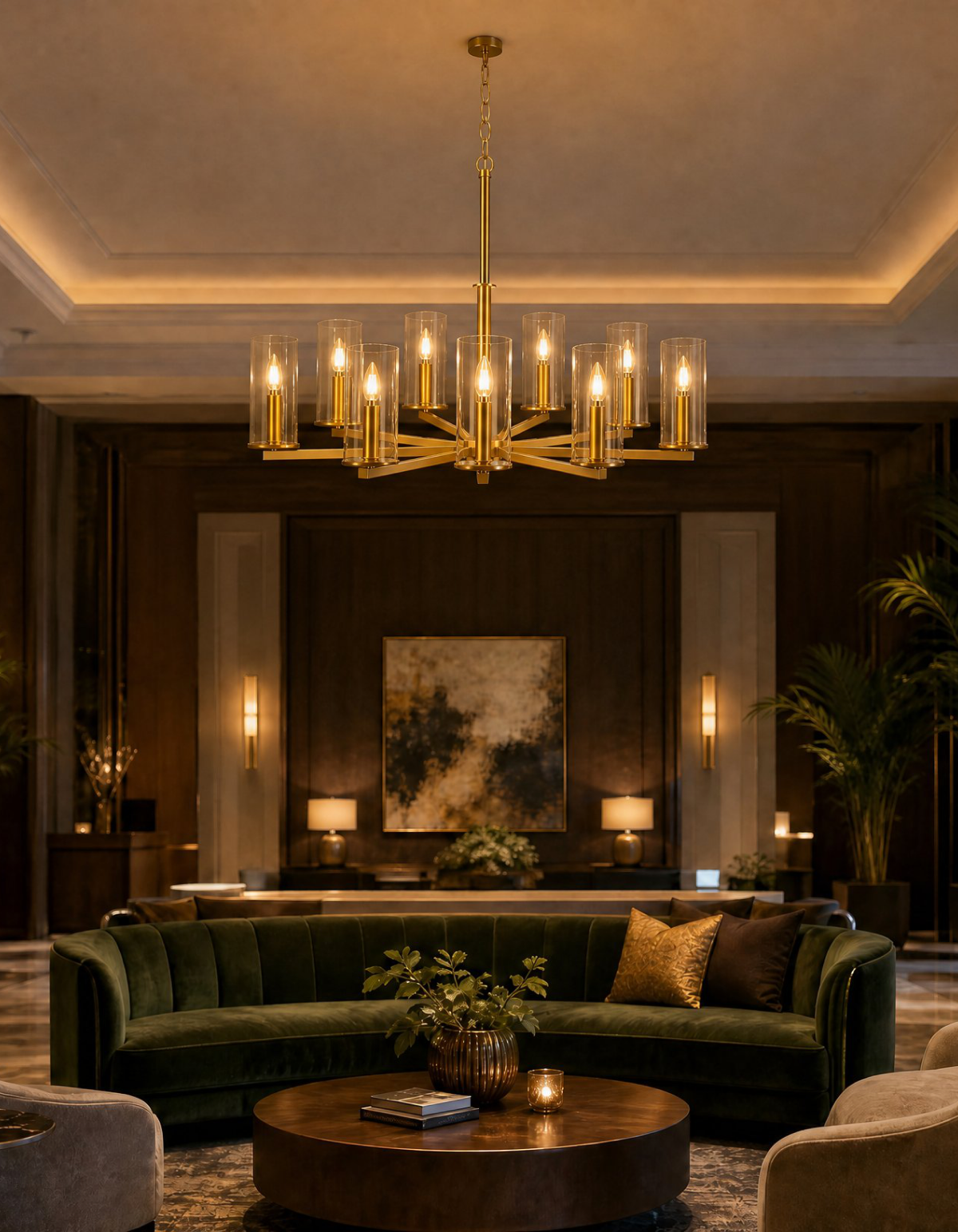 Aurelia 9-Light Chandelier - Satin Gold#Finish_Satin Gold