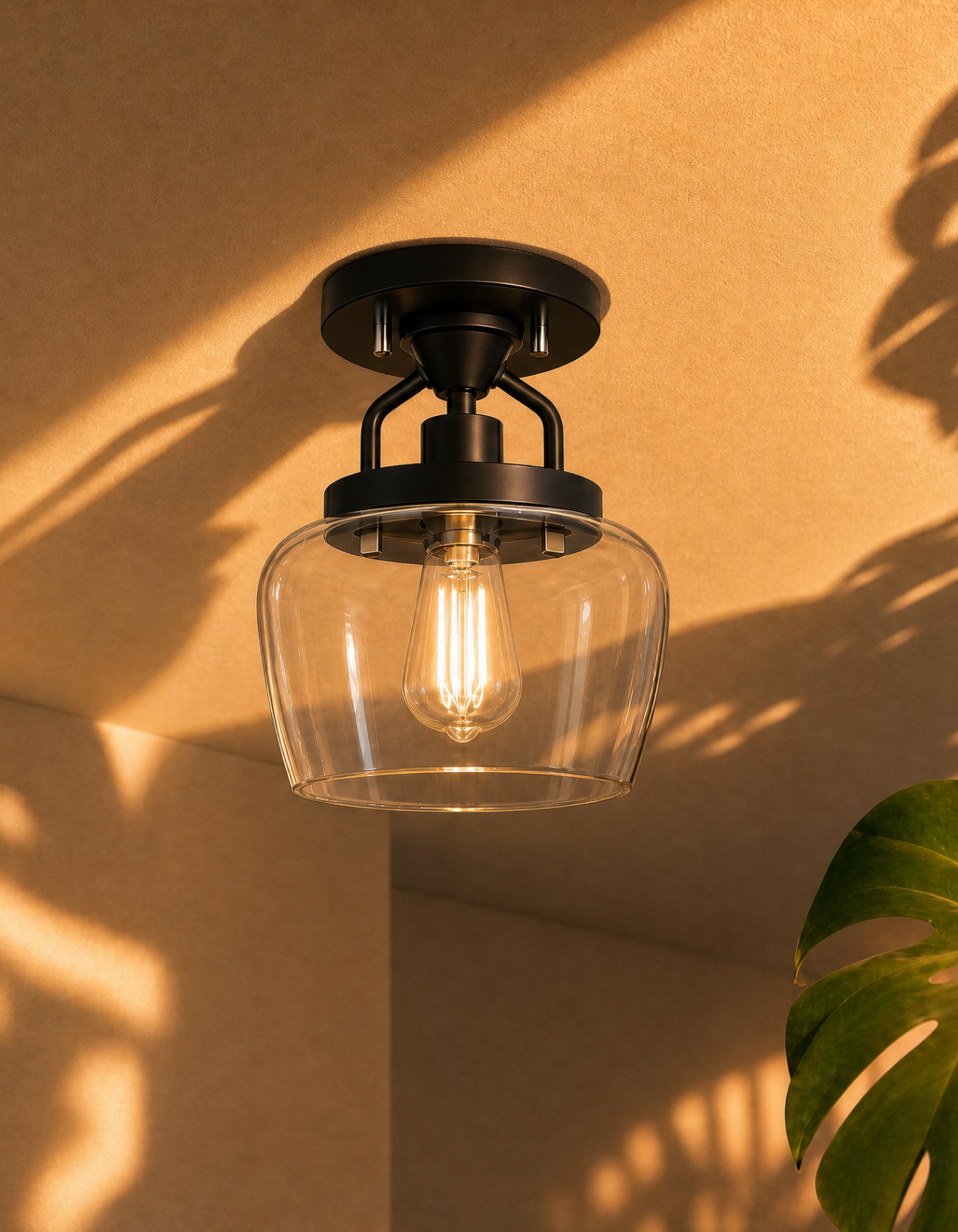 GILA 1-Light Semi-Flush Mount - Black#Finish_Black