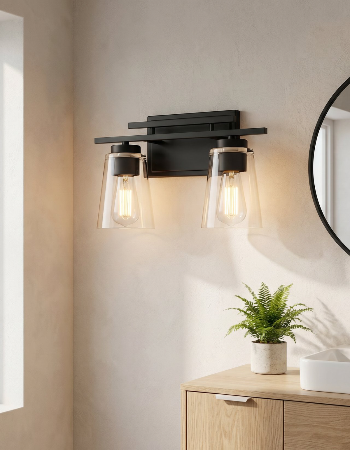 Haily 2-Light Vanity Light - Black#Finish_Black