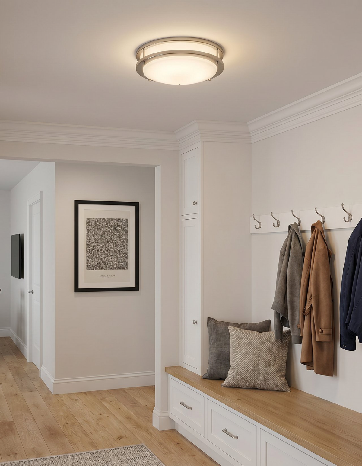 DAWN 14" double ring flush mount - Brushed Nickel#Finish_Brushed Nickel