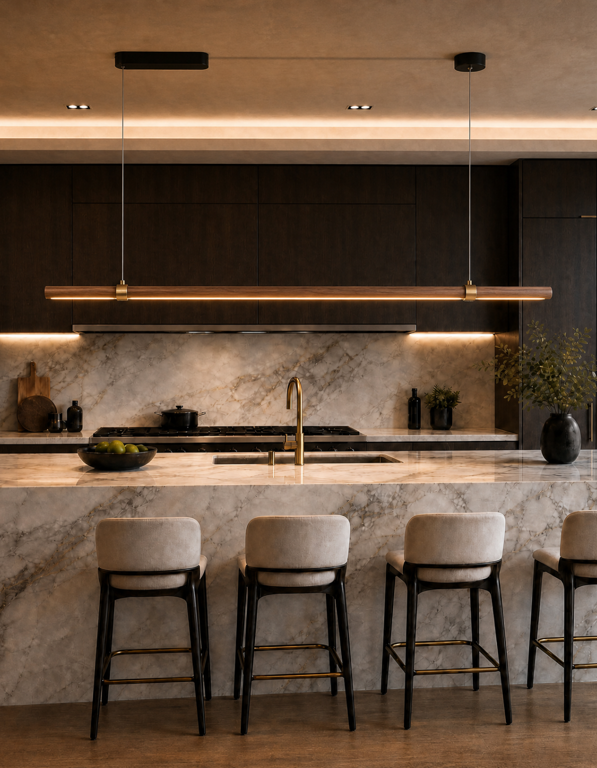 Rowan 60-in. Linear Chandelier - Dark Walnut#Finish_Dark Walnut