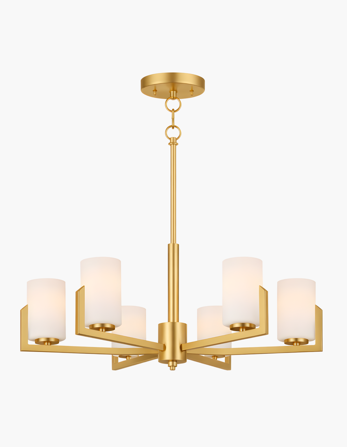 Bella 5-Light Chandelier - Satin Gold Finish, Frosted White Glass#Finish_Satin Gold Finish, Frosted White Glass