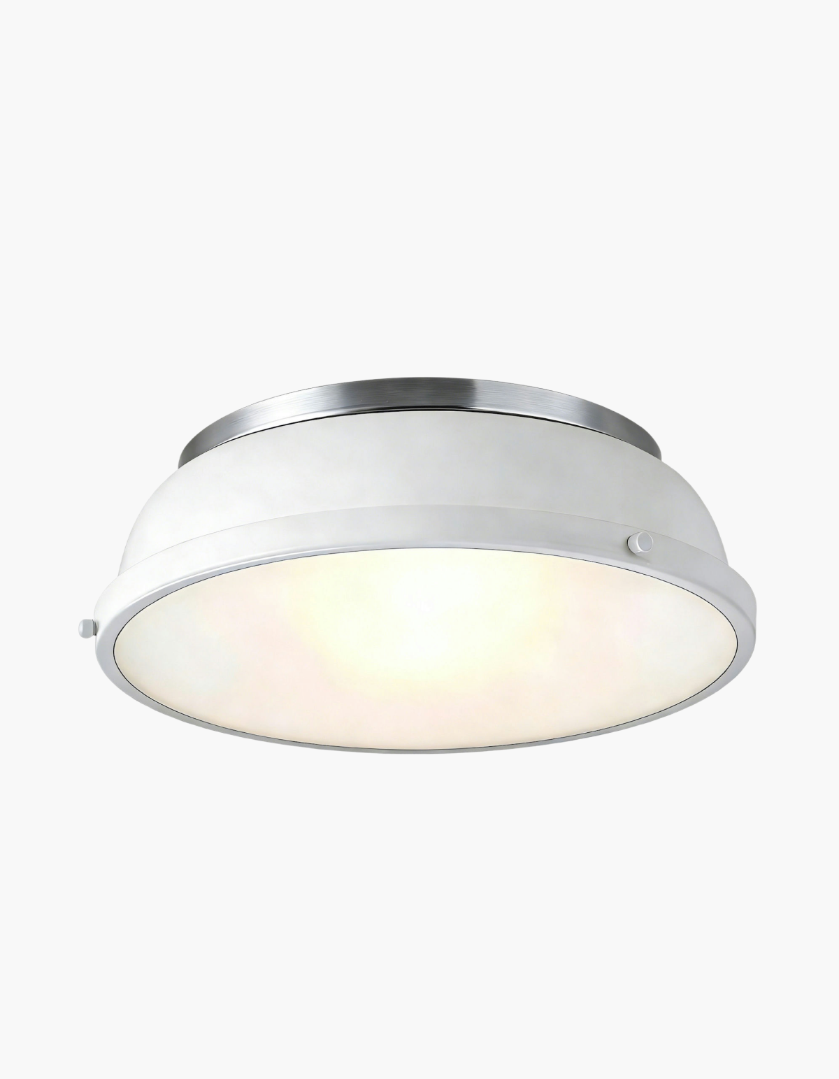 HOPE 14-in Flush Mount White + Chrome — hero