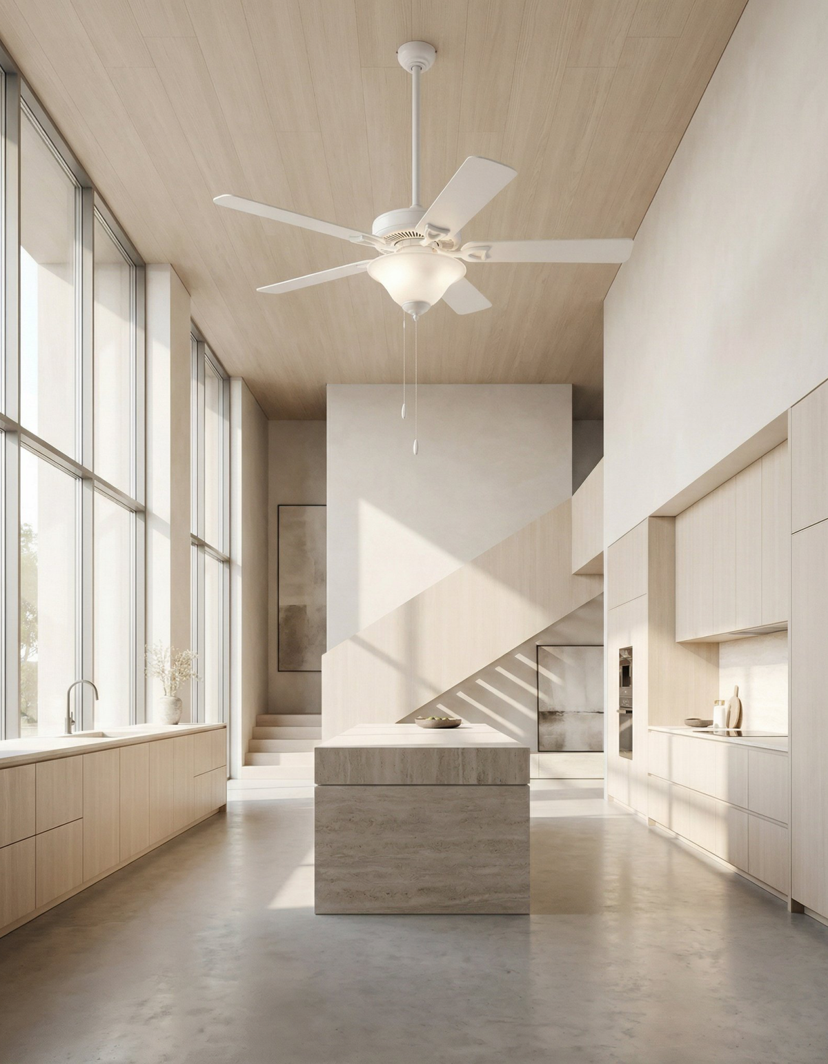 BASE CAMP Matte White fan with light kit – room