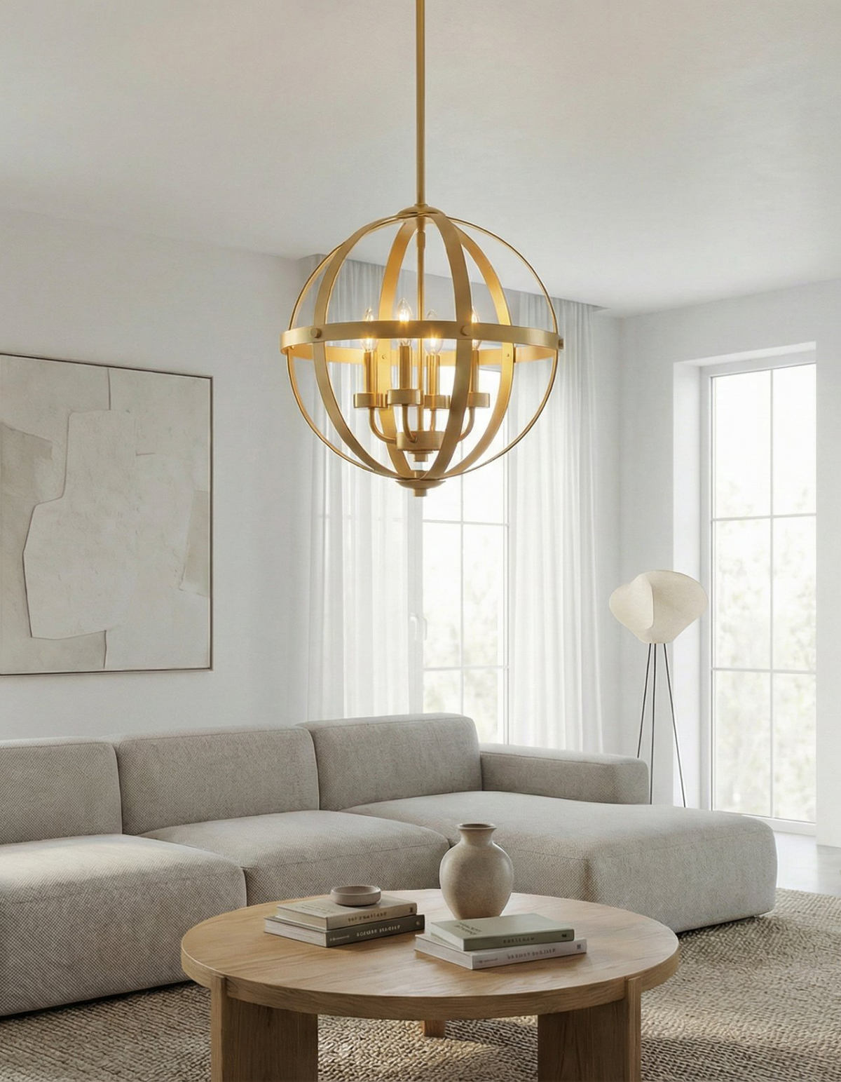 BRICKELL 24-in. Four-Light Pendant in Satin Gold