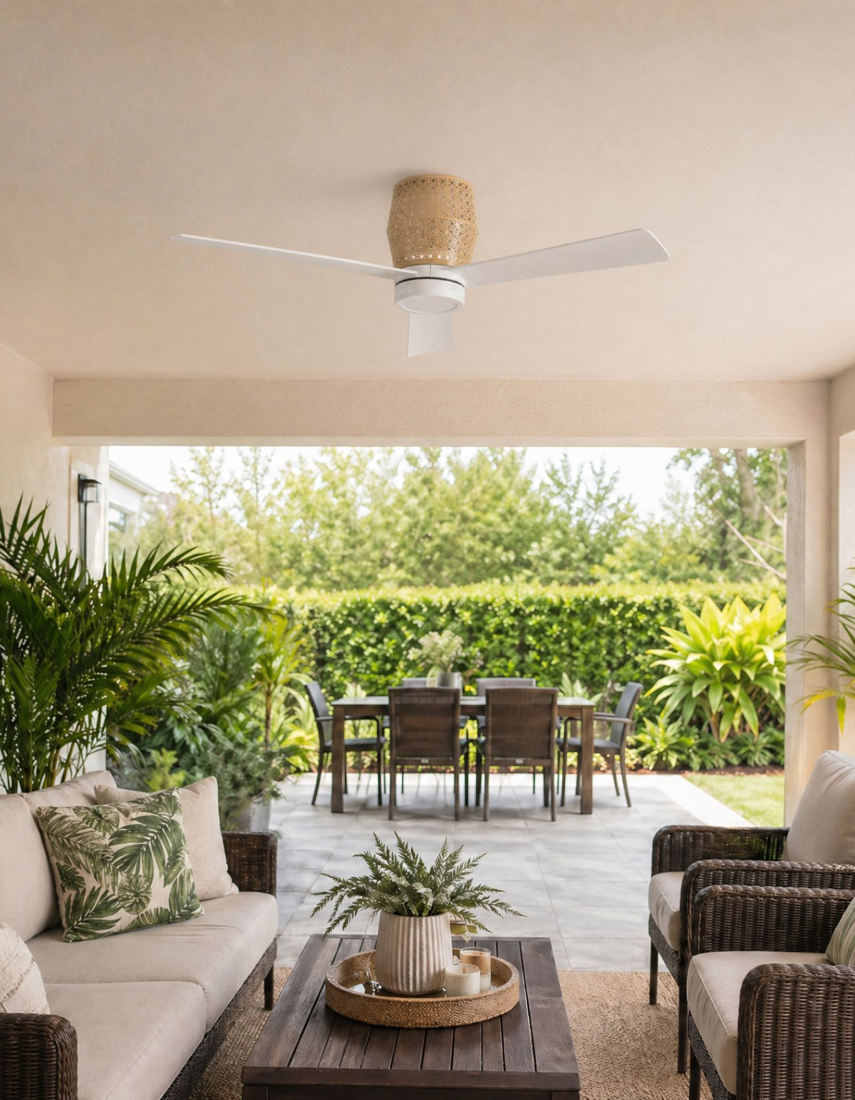 BANYAN 52-in. Hugger Ceiling Fan, Matte White