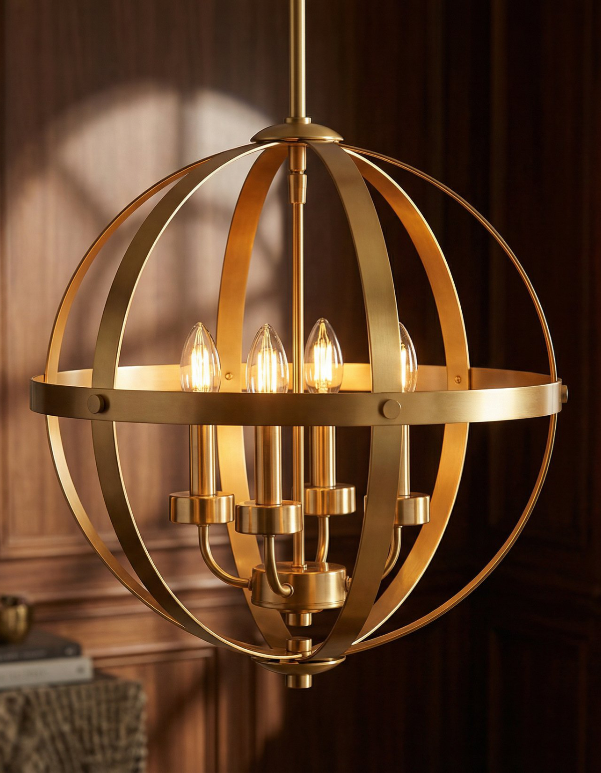 BRICKELL 24-in. Four-Light Pendant in Satin Gold