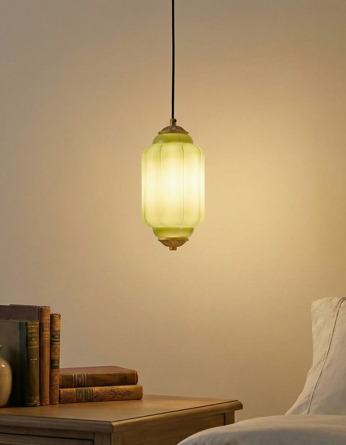 Celeste 1-Light Pendant (9 in.) - Green Finish, Frosted White & Tinted Glass#Finish_Green Finish, Frosted White & Tinted Glass