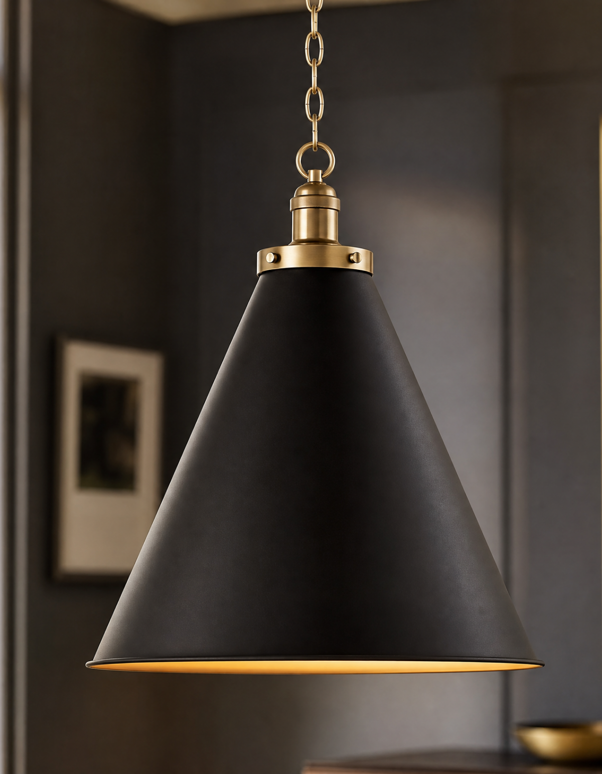 Rivet 1-Light Pendant - Black & Satin Gold / 20 in#Finish_Black & Satin Gold#Size_20 in