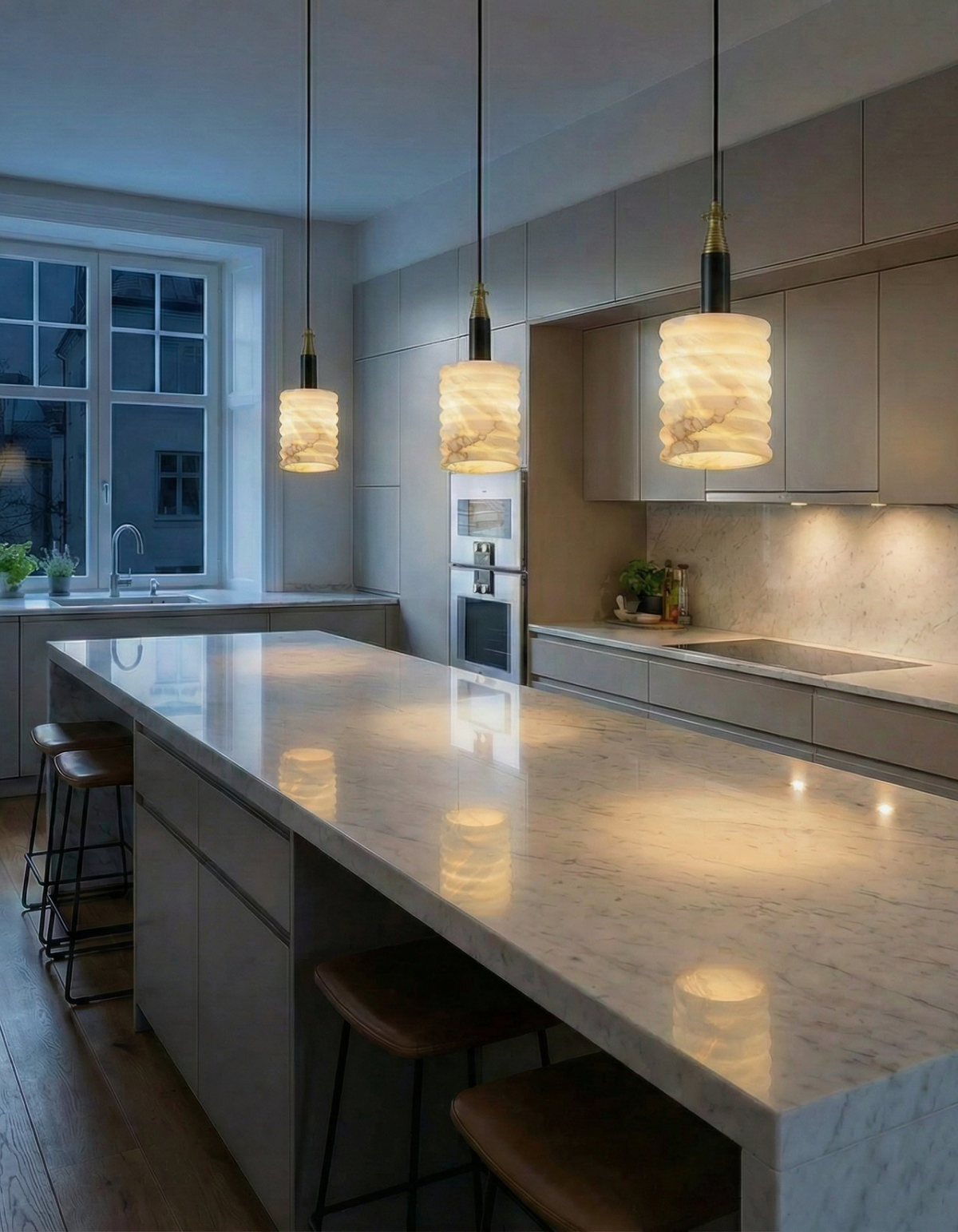 ALBA 7" Strata Pendant - Satin Gold and Natural Alabaster#Finish_Satin Gold and Natural Alabaster