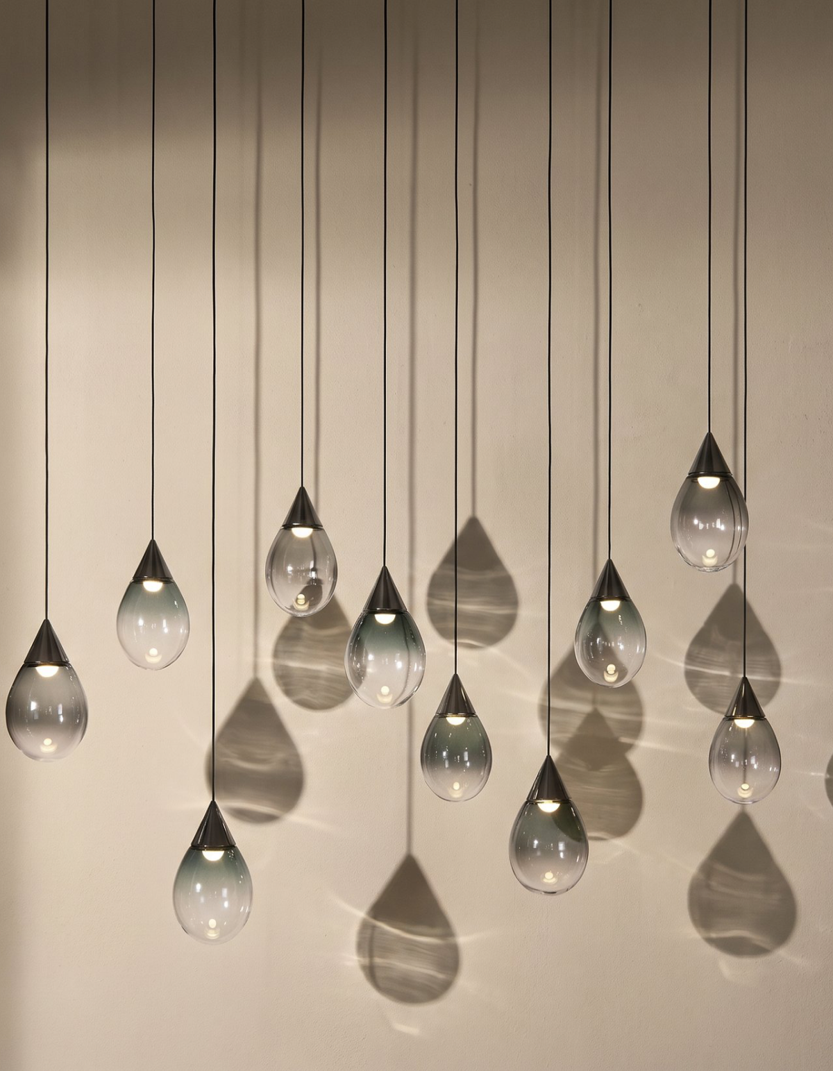 Gemma 10-Light Pendant, Smoked Glass with Clear Glass Shades - Smoked Glass#Finish_Smoked Glass