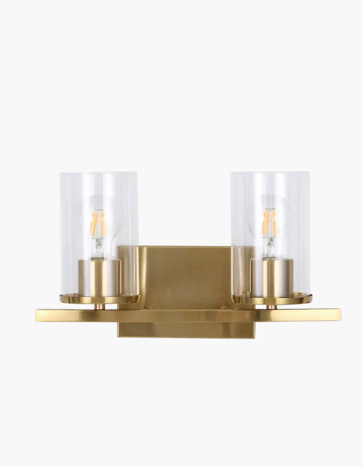 Aurelia 2-Light Vanity Light - Satin Gold Finish, Ribbed-Pressed Glass#Finish_Satin Gold Finish, Ribbed-Pressed Glass