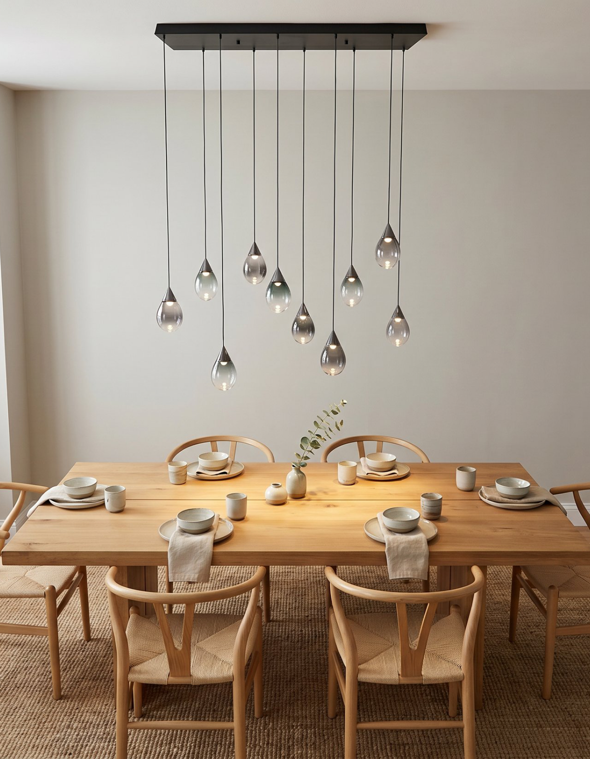 Gemma 10-Light Pendant, Smoked Glass with Clear Glass Shades - Smoked Glass#Finish_Smoked Glass