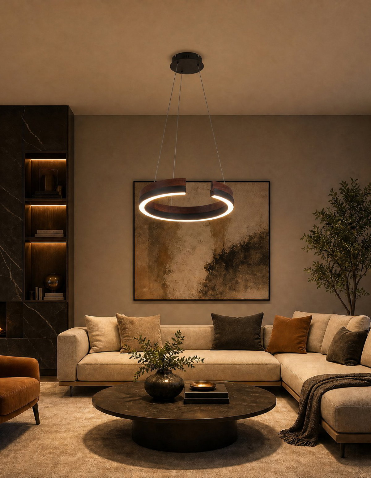 Rowan 24" Chandelier - Dark Walnut#Finish_Dark Walnut