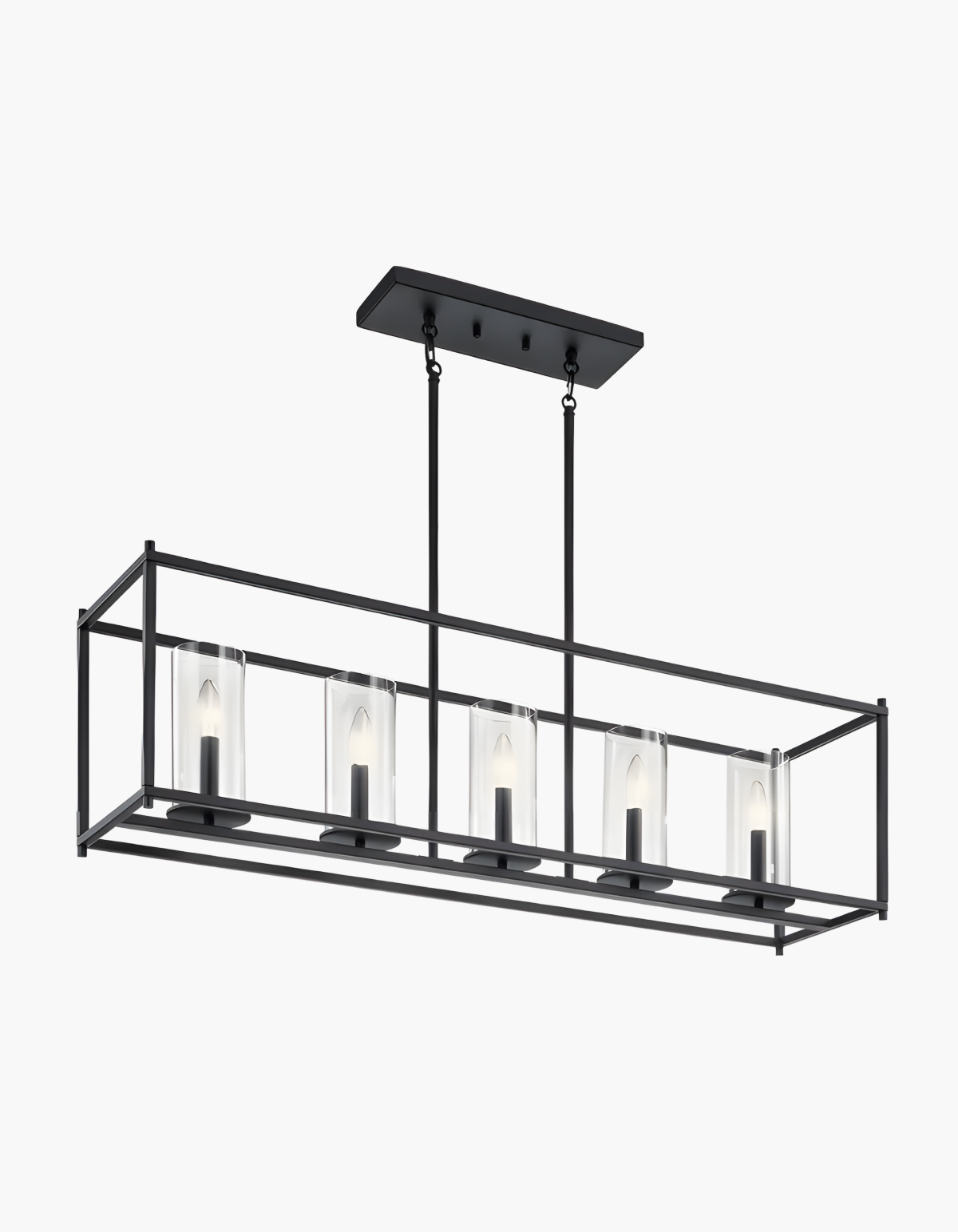 Aurelia 5-Light Linear Chandelier - Black Finish, Clear Glass#Finish_Black Finish, Clear Glass