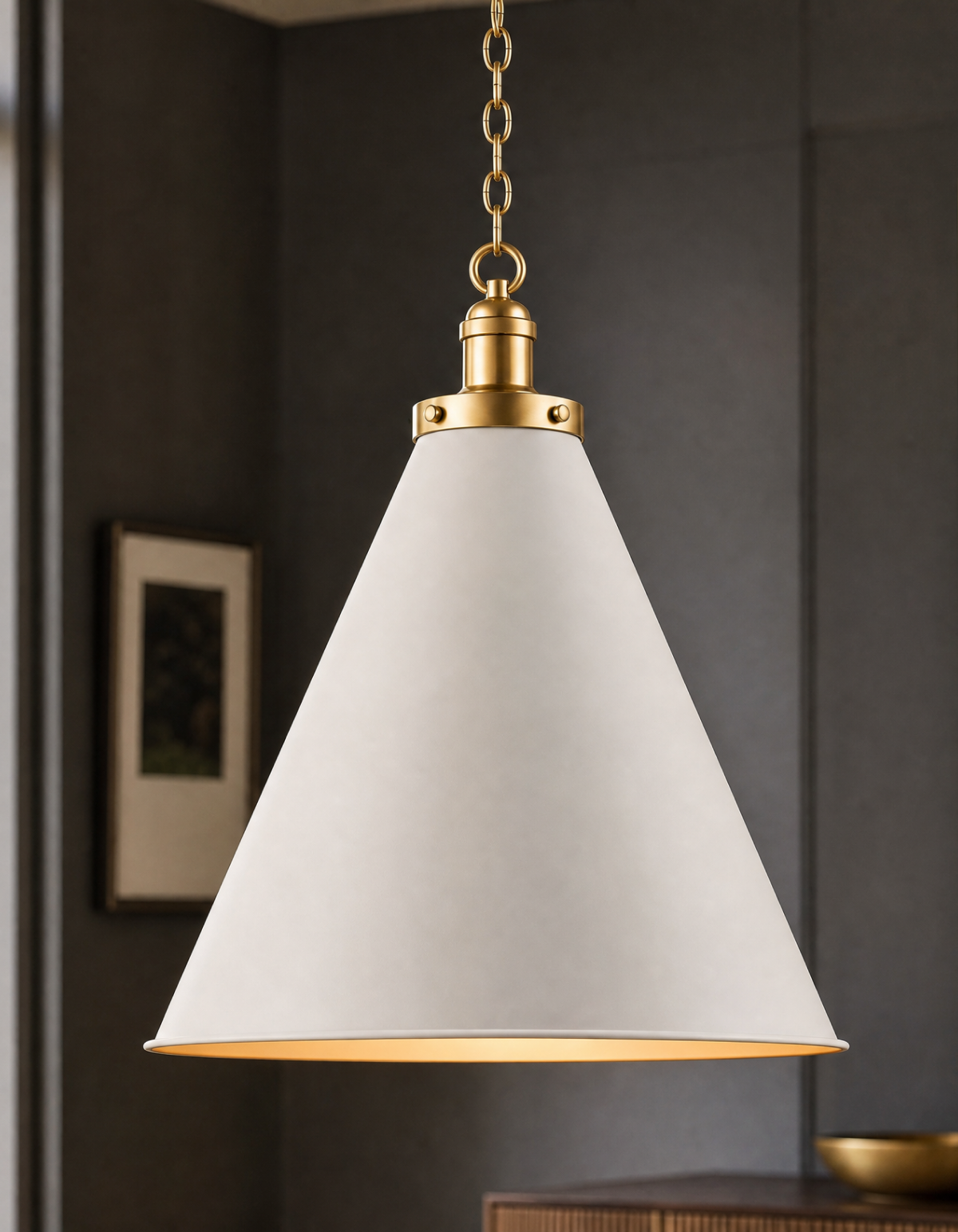 Rivet 1-Light Pendant - White & Satin Gold / 12 in#Finish_White & Satin Gold#Size_12 in