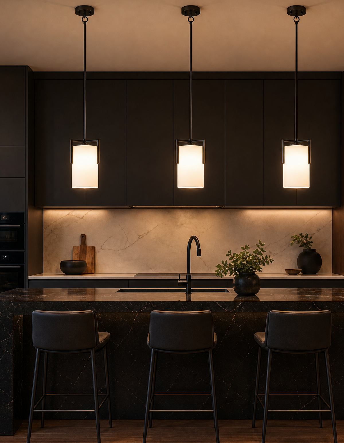 Bella Single Pendant - Black#Finish_Black