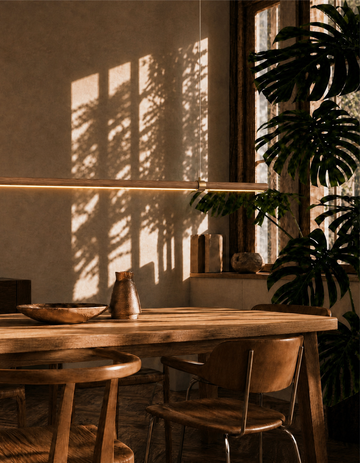 Rowan 60-in. Linear Chandelier - Dark Walnut#Finish_Dark Walnut