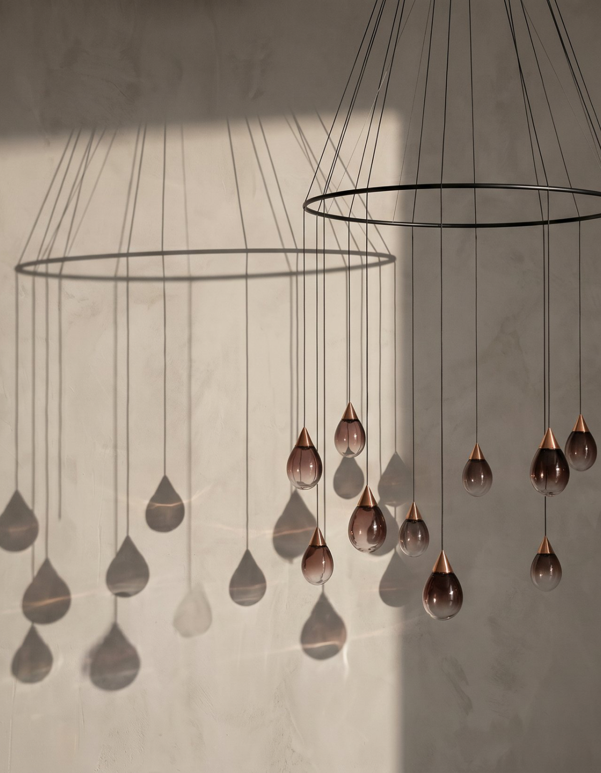 Gemma 12-Light 40-in. Pendant, Rose Gold with Tinted Glass Shades - Rose Gold#Finish_Rose Gold