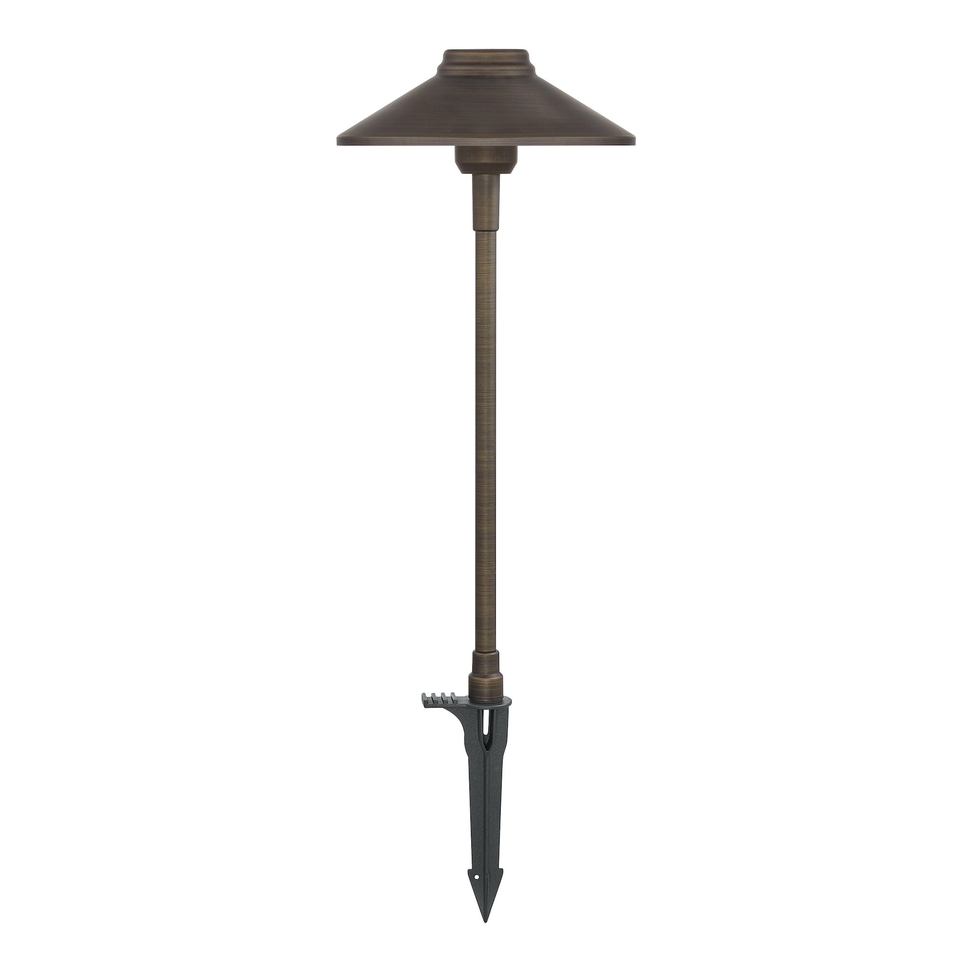 EVENING 18-in. Path Light in antique brass on white background