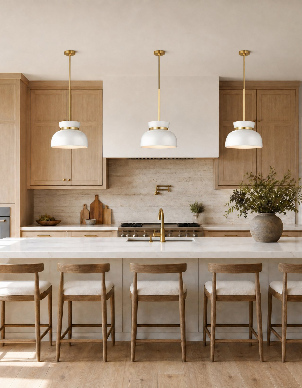 POTTER Medium 1-Light Pendant - White & Satin Gold#Finish_White & Satin Gold